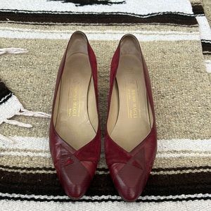 Vintage Bruno Magli Kitten Heels- size 7.5 Burgundy